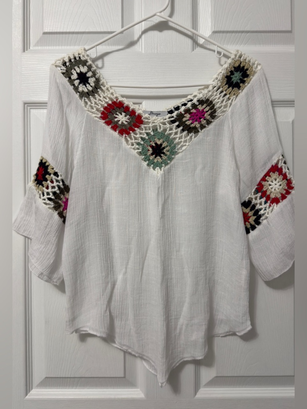 Boho Crochet-Trim White Women’s Top